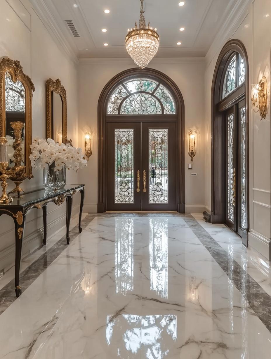 connectakader_A_grand_entryway_with_polished_white_Carrara_ma_190be9a5-d313-432e-9b68-54035214f5bc_0